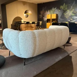 Brühl 2-Sitzer-Sofas|Sofa Magnolia Stoff 6450 49 Grau Metall Schwarz Pulverbeschichtet Inklusive Hockerbank