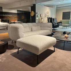 Brühl 2-Sitzer-Sofas|Sofa Magnolia Stoff 6450 49 Grau Metall Schwarz Pulverbeschichtet Inklusive Hockerbank