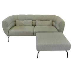 Brühl 2-Sitzer-Sofas|Sofa Magnolia Stoff 52 Weiß Schwarz Metallfuß Schwarz Inklusive Hocker
