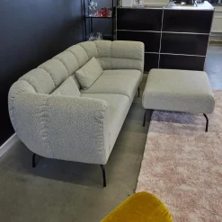 Brühl 2-Sitzer-Sofas|Sofa Magnolia Stoff 52 Weiß Schwarz Metallfuß Schwarz Inklusive Hocker