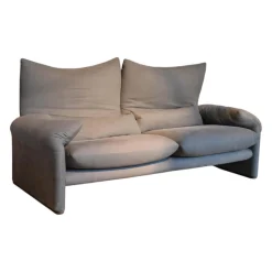 Cassina 3-Sitzer-Sofas|2-Sitzer-Sofas|Sofa Maralunga Maxi 675 Y2 Nubukleder 13Z506 Moka Grau Braun Erdfarbend