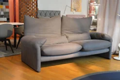 Cassina 3-Sitzer-Sofas|2-Sitzer-Sofas|Sofa Maralunga Maxi 675 Y2 Nubukleder 13Z506 Moka Grau Braun Erdfarbend