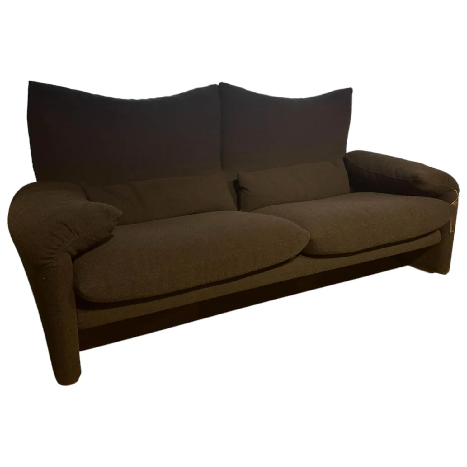 Cassina 3-Sitzer-Sofas|2-Sitzer-Sofas|Sofa Maralunga Maxi Stoff Look Notte Blau Füße Noce Canaletto