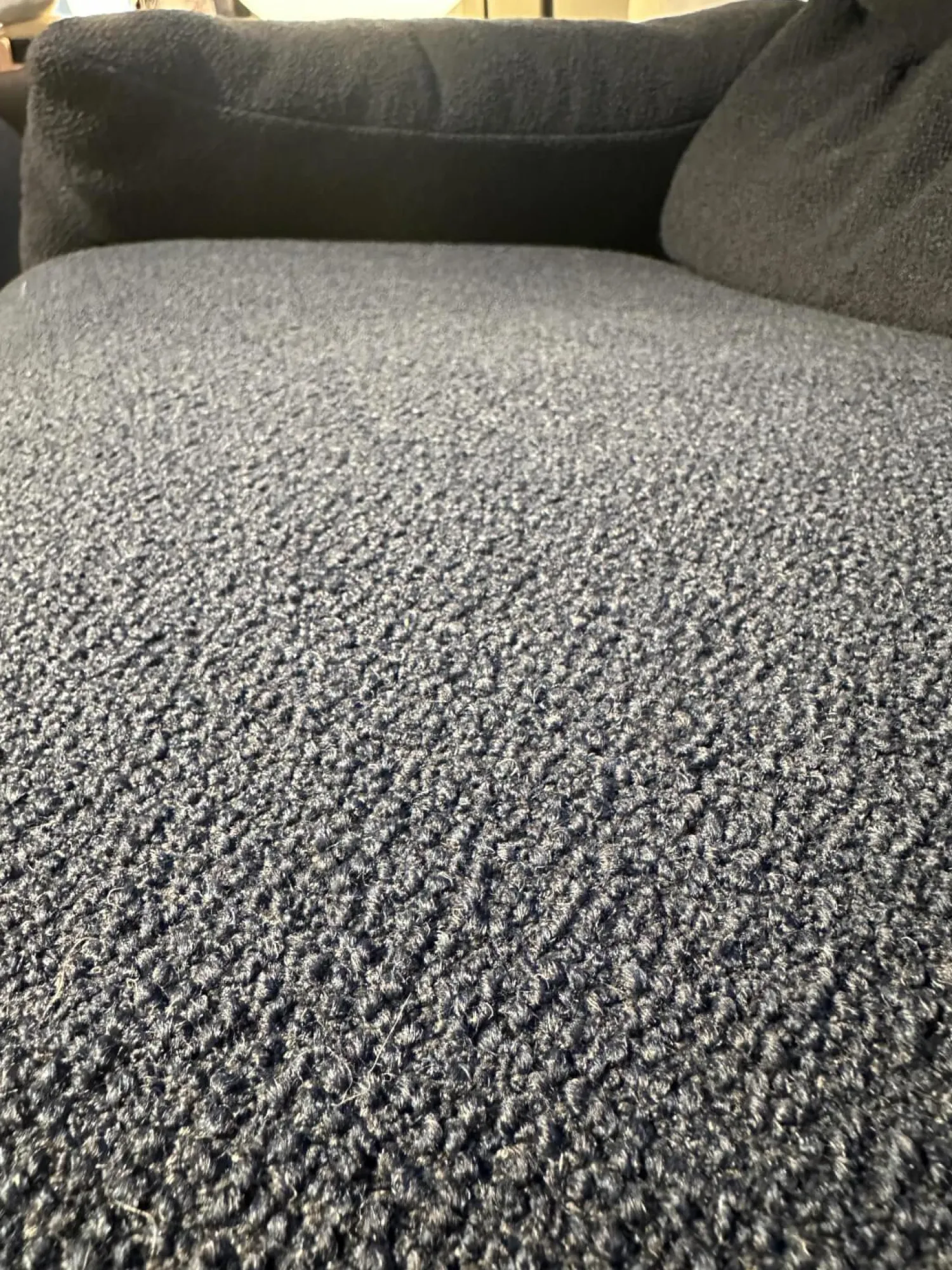 Cassina 3-Sitzer-Sofas|2-Sitzer-Sofas|Sofa Maralunga Maxi Stoff Look Notte Blau Füße Noce Canaletto