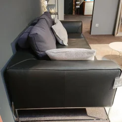 COR 2-Sitzer-Sofas|Sofa Mell Leder Semi 286 Schwarz Metalluntergestell Verchromt Inklusive Kissen
