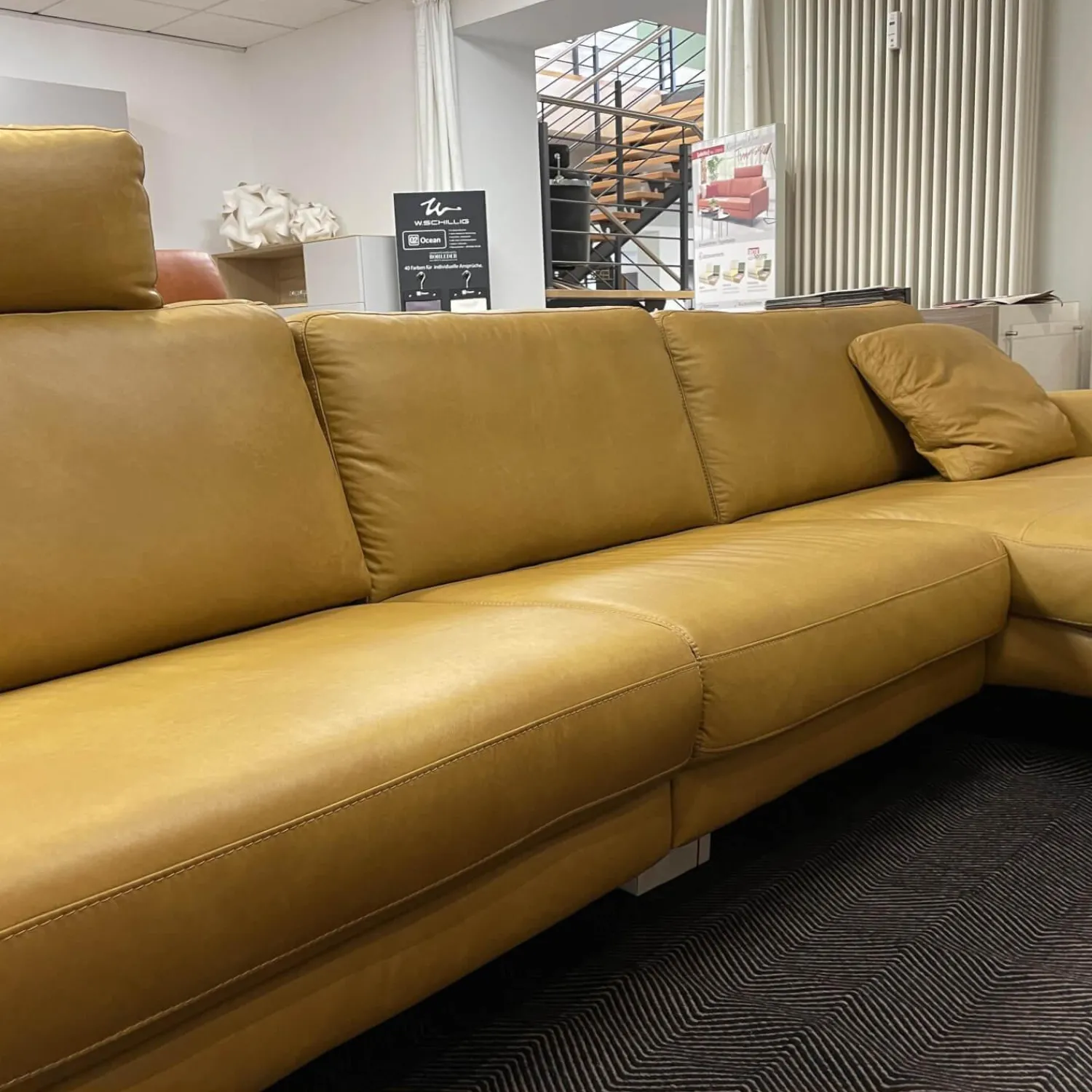 W. Schillig Ecksofas|Sofa Miroo Bezug Leder Z69 Farbe 52 Kurkuma