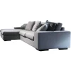Sophisticated Living Ecksofas|Sofa mit Longchair in Stoff Linea 11 Acqua Blau Grau