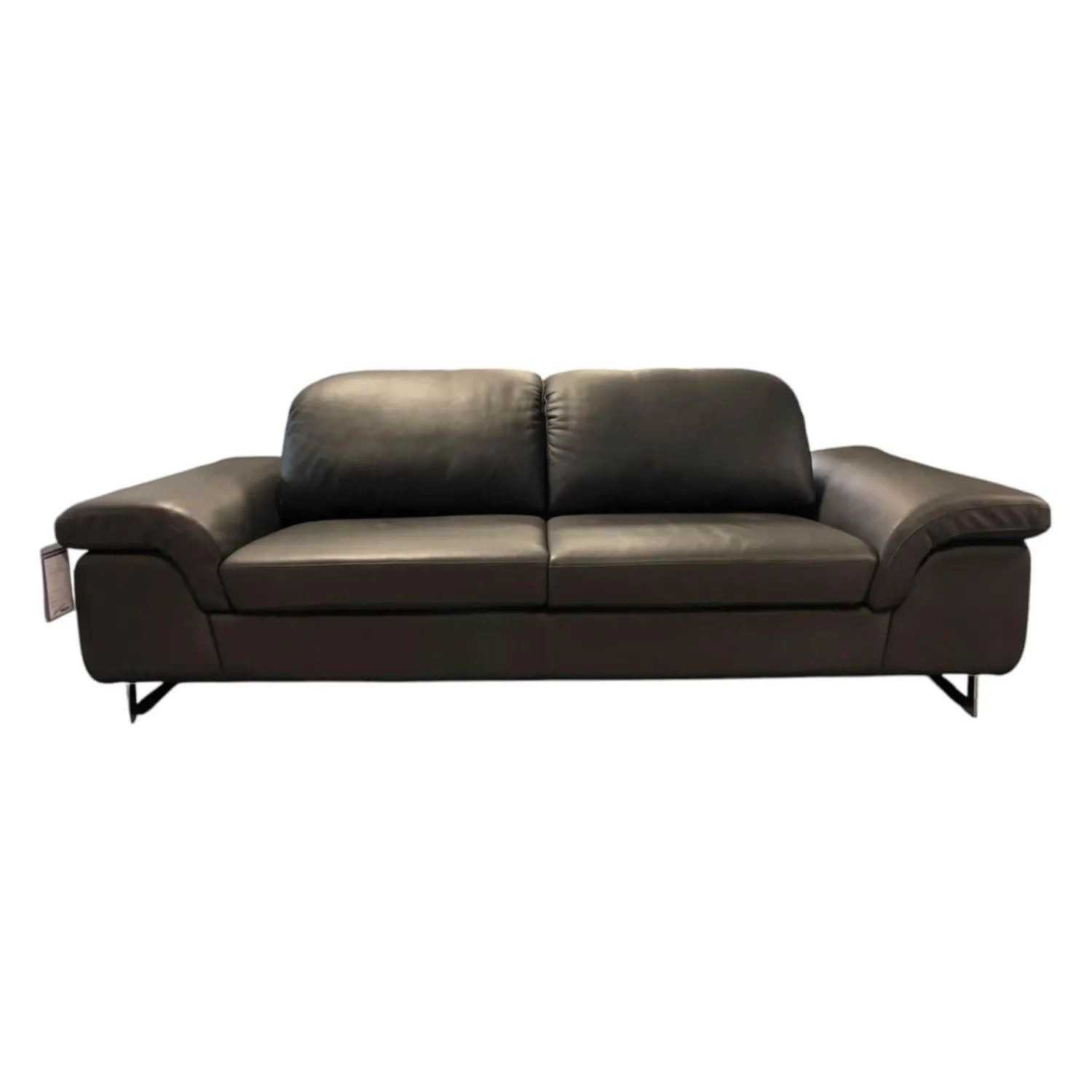W. Schillig 2-Sitzer-Sofas|Sofa Modell 15651 Leder Z 7155 Zartbitter Braun Füße Chrom