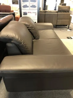 W. Schillig 2-Sitzer-Sofas|Sofa Modell 15651 Leder Z 7155 Zartbitter Braun Füße Chrom