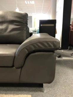 W. Schillig 2-Sitzer-Sofas|Sofa Modell 15651 Leder Z 7155 Zartbitter Braun Füße Chrom