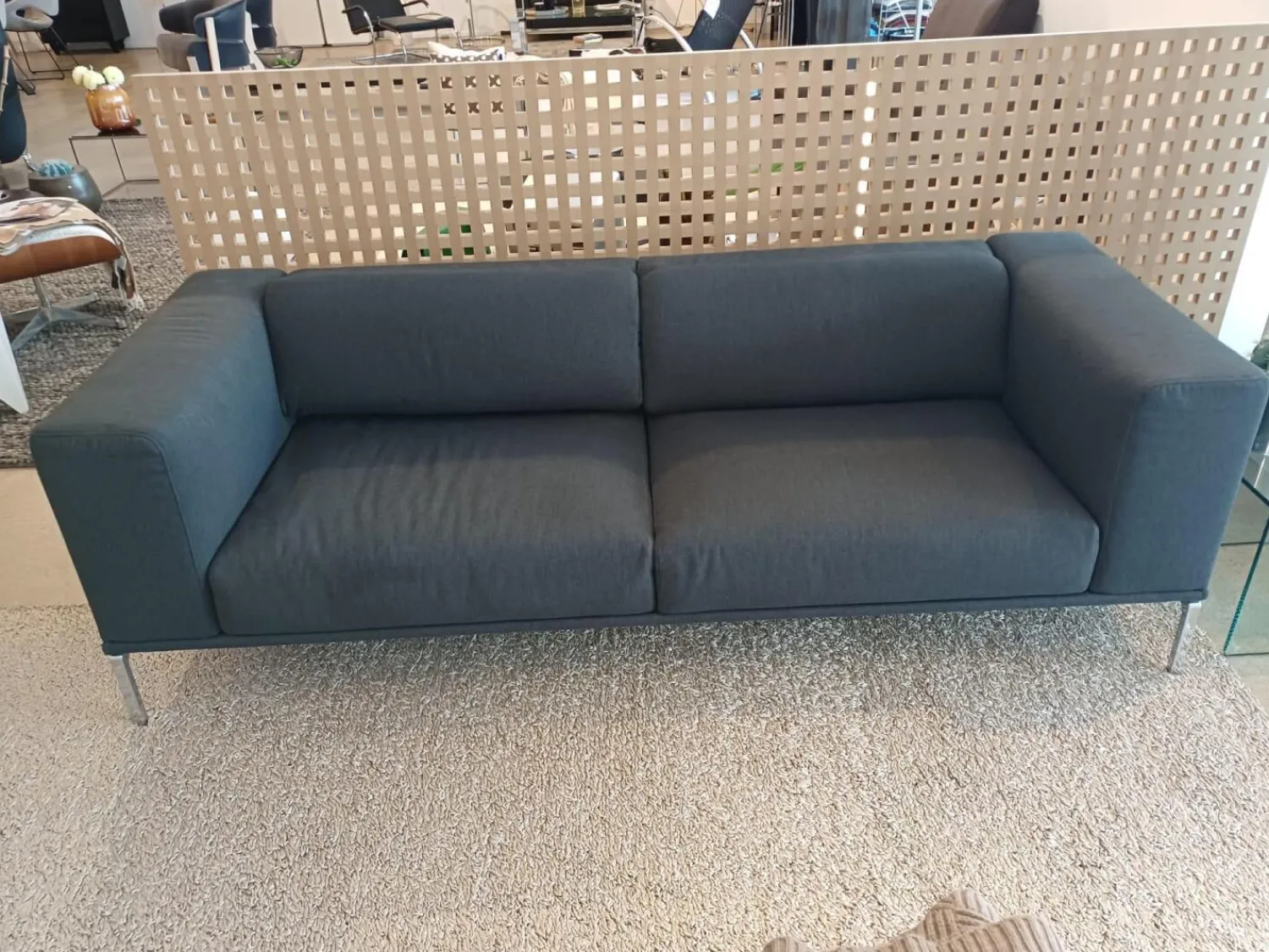 Cassina 2-Sitzer-Sofas|Sofa Moov Stoff Panama Grau Gestell Chrom Rückenteile Unabhängig Voneinander Klappbar