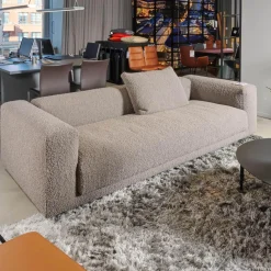 COR 2-Sitzer-Sofas|Sofa Moss Stoff 14002 Hellgrau Füße Verchromt Mit Rückenkissen