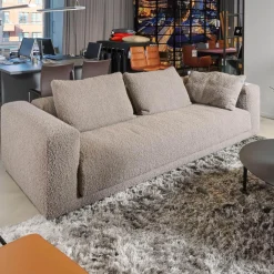 COR 2-Sitzer-Sofas|Sofa Moss Stoff 14002 Hellgrau Füße Verchromt Mit Rückenkissen
