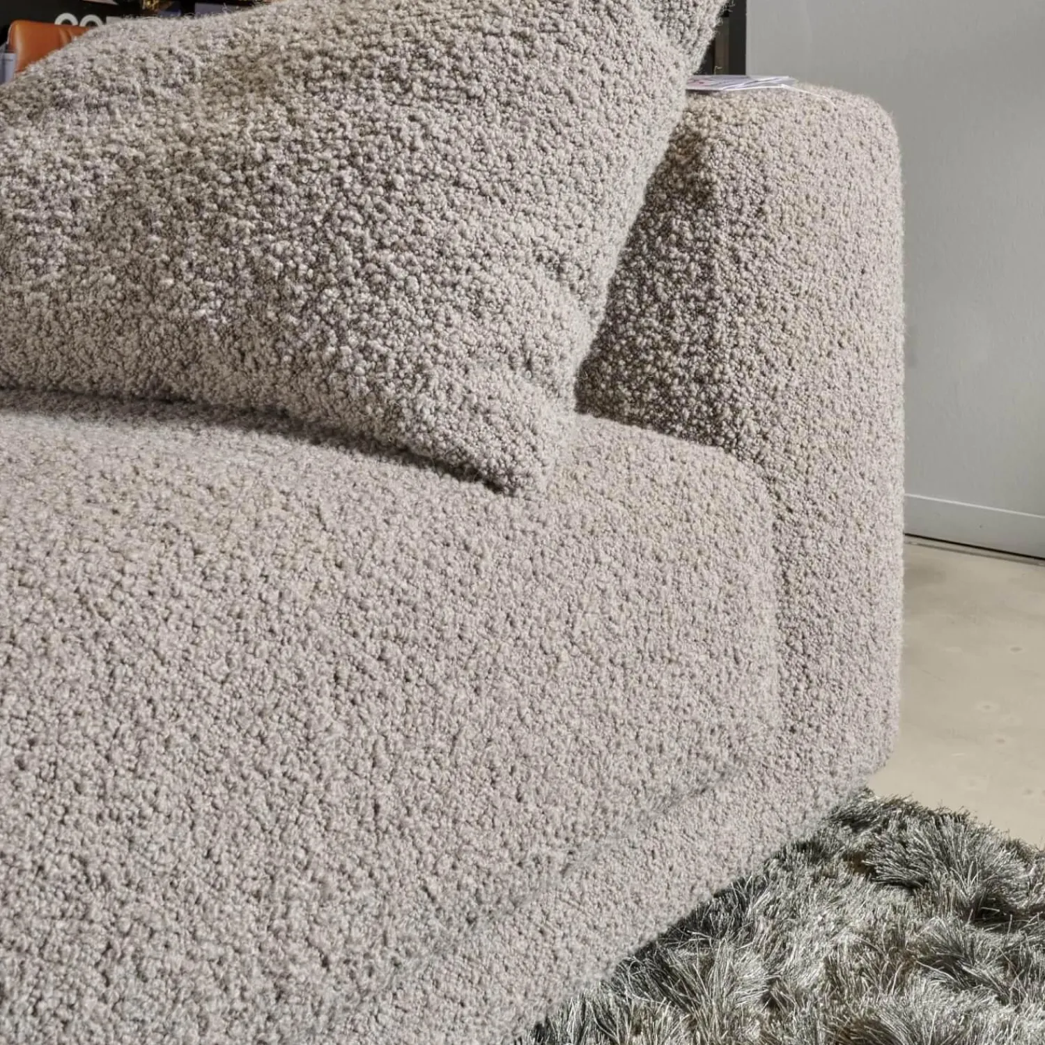 COR 2-Sitzer-Sofas|Sofa Moss Stoff 14002 Hellgrau Füße Verchromt Mit Rückenkissen