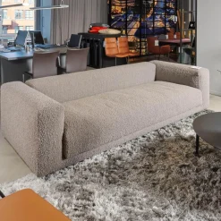 COR 2-Sitzer-Sofas|Sofa Moss Stoff 14002 Hellgrau Füße Verchromt Mit Rückenkissen