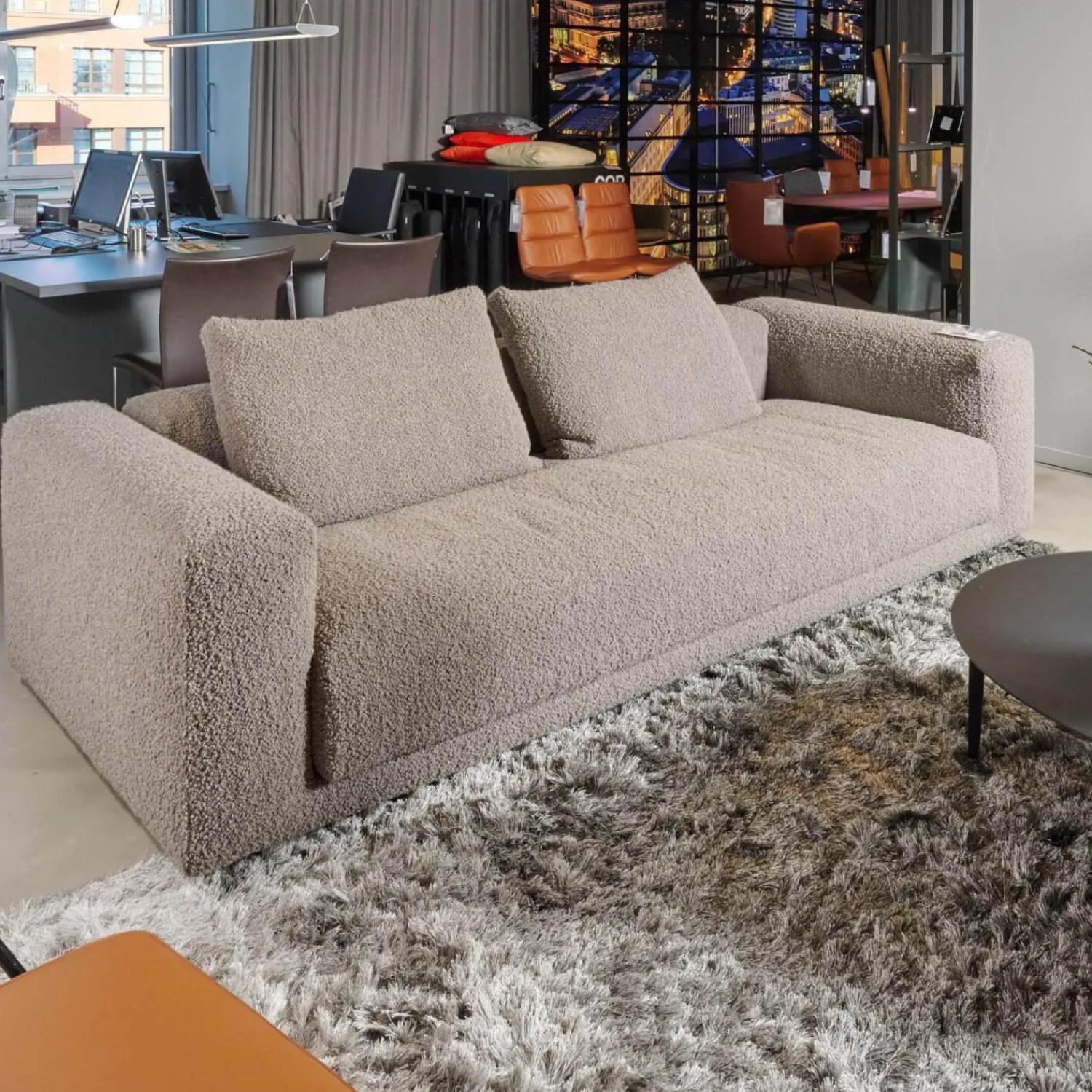 COR 2-Sitzer-Sofas|Sofa Moss Stoff 14002 Hellgrau Füße Verchromt Mit Rückenkissen