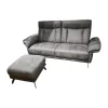 Musterring 2-Sitzer-Sofas|Sofa MR 300 Stoff Savanna Grey Grau Metallkufe 447 Schwarz Matt Inklusive Kopfteilverstellung Und Hocker