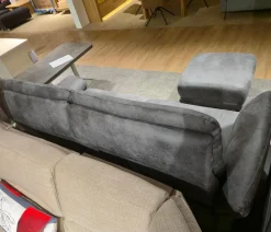 Musterring 2-Sitzer-Sofas|Sofa MR 300 Stoff Savanna Grey Grau Metallkufe 447 Schwarz Matt Inklusive Kopfteilverstellung Und Hocker