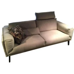 Musterring 2-Sitzer-Sofas|Sofa MR6045E Bezug Stoff Jab 12071 Beige Grau Füße Stahl Lackiert Schwarz Inklusive Einem Lendenkissen Und Einer Kopfstütze