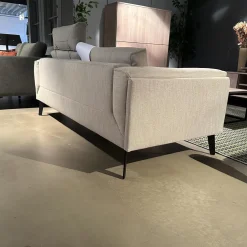 Musterring 2-Sitzer-Sofas|Sofa MR6045E Bezug Stoff Jab 12071 Beige Grau Füße Stahl Lackiert Schwarz Inklusive Einem Lendenkissen Und Einer Kopfstütze