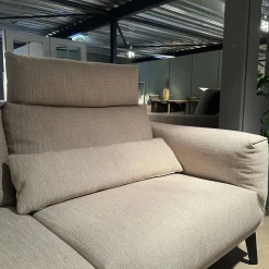 Musterring 2-Sitzer-Sofas|Sofa MR6045E Bezug Stoff Jab 12071 Beige Grau Füße Stahl Lackiert Schwarz Inklusive Einem Lendenkissen Und Einer Kopfstütze