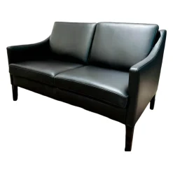 Werther 2-Sitzer-Sofas|Sofa Nelson Leder L7031D Schwarz Gestell Schwarz Gebeizt