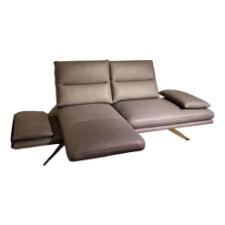 DFM Ecksofas|Sofa No 1 Elias Bezug Leder W10 L30 Grau Füße Chrom