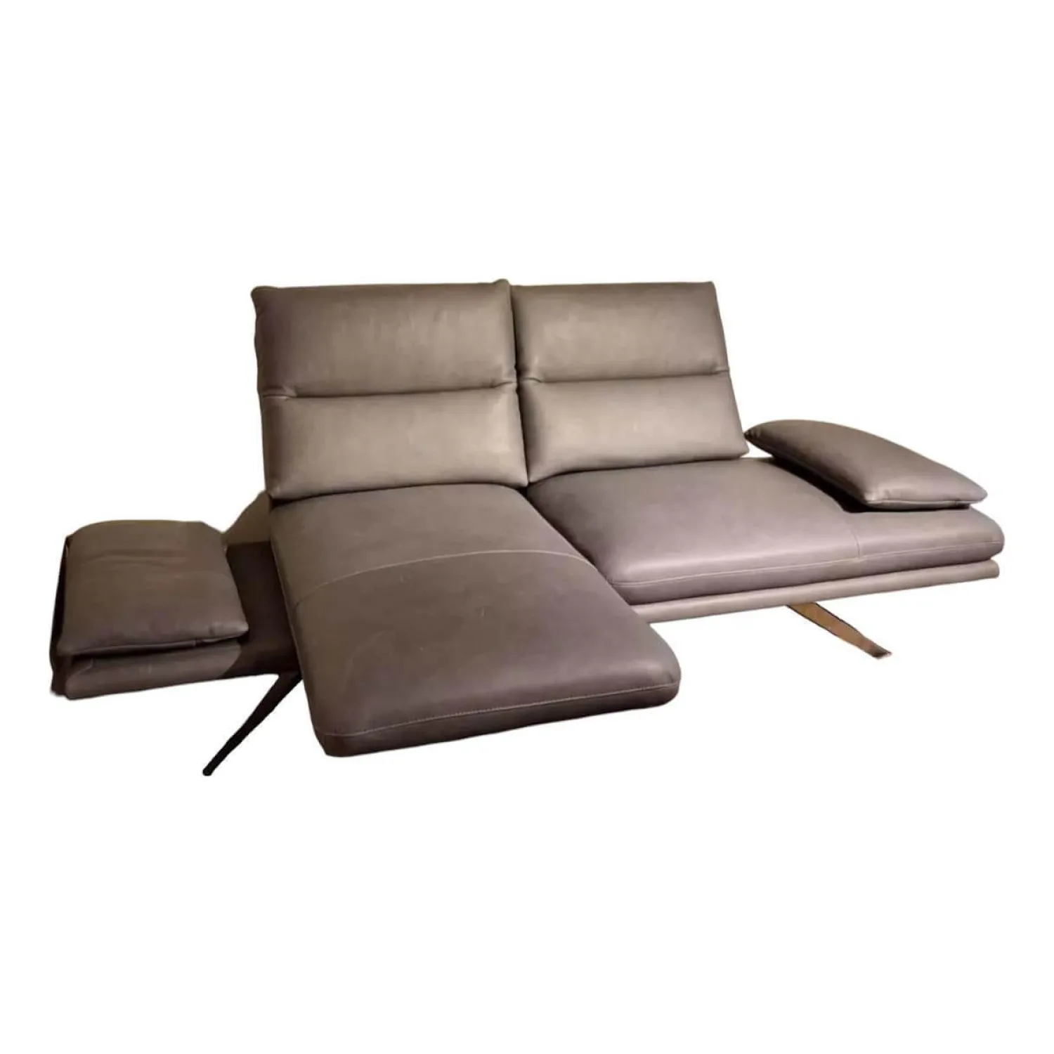 DFM Ecksofas|Sofa No 1 Elias Bezug Leder W10 L30 Grau Füße Chrom