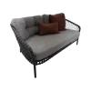 Cane Line Loungemöbel|Sofa Ocean Large Polsterbezug Stoff Dark Grey Grau Gestell Aluminium Dark Grey Und Soft Rope Dark Grey Grau Inklusive Kissen