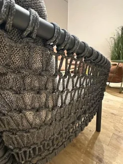 Cane Line Loungemöbel|Sofa Ocean Large Polsterbezug Stoff Dark Grey Grau Gestell Aluminium Dark Grey Und Soft Rope Dark Grey Grau Inklusive Kissen