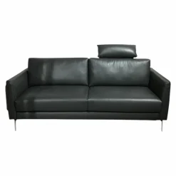 Koinor 3-Sitzer-Sofas|2-Sitzer-Sofas|Sofa Omega 3 C Leder Classic Pepper Schwarz Winkelfuß Aluminium Mattiert