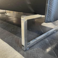 Erpo 2-Sitzer-Sofas|Sofa Panama 400 Bezug Leder K 250 100 Black Schwarz Rohrkufe Hochglanz Mit Kopfstütze