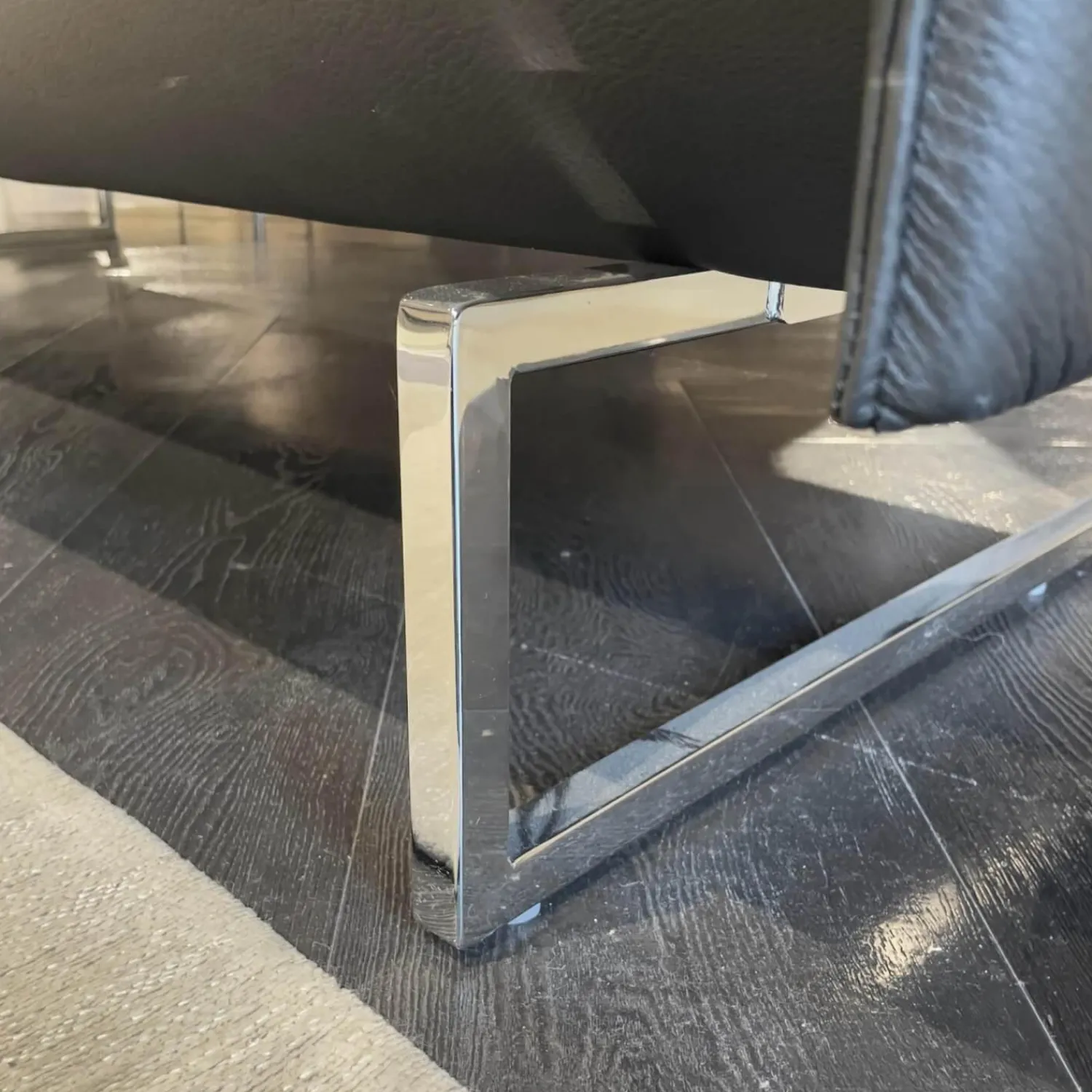 Erpo 2-Sitzer-Sofas|Sofa Panama 400 Bezug Leder K 250 100 Black Schwarz Rohrkufe Hochglanz Mit Kopfstütze