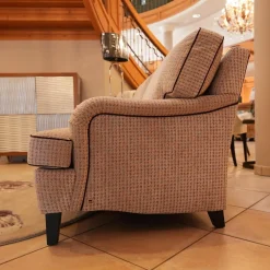 Bielefelder Werkstätten 2-Sitzer-Sofas|Sofa Passion Bezug Stoff Cam Emilia Beige Mehrfarbig Grau Keder Schwarz Holzfüße Eckig Ohne Rollen