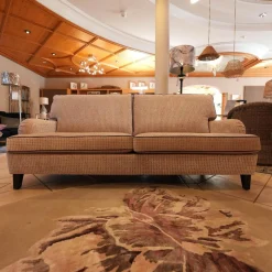 Bielefelder Werkstätten 2-Sitzer-Sofas|Sofa Passion Bezug Stoff Cam Emilia Beige Mehrfarbig Grau Keder Schwarz Holzfüße Eckig Ohne Rollen