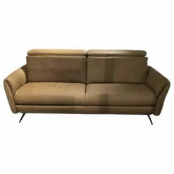 Steinpol 2-Sitzer-Sofas|Sofa Penzin Leder Evita Honey Braun Gestell Metall Schwarz Matt Mit Kopfteilverstellung