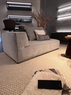 Flexform 2-Sitzer-Sofas|Sofa Perry Stoff Grau 542 Hellgrau Mit Keder Und Kissen