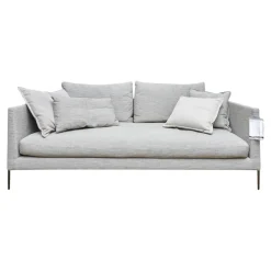 COR 2-Sitzer-Sofas|Sofa Pilotis Stoff 9208 Rauchgrau Füße Metall Verchromt Inklusive Rücken Und Wurfkissen