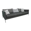 COR 3-Sitzer-Sofas|Sofa Pilotis Stoff 8161 Schwarz Braun Füße Schwarz Chrom Inklusive Rückenkissen