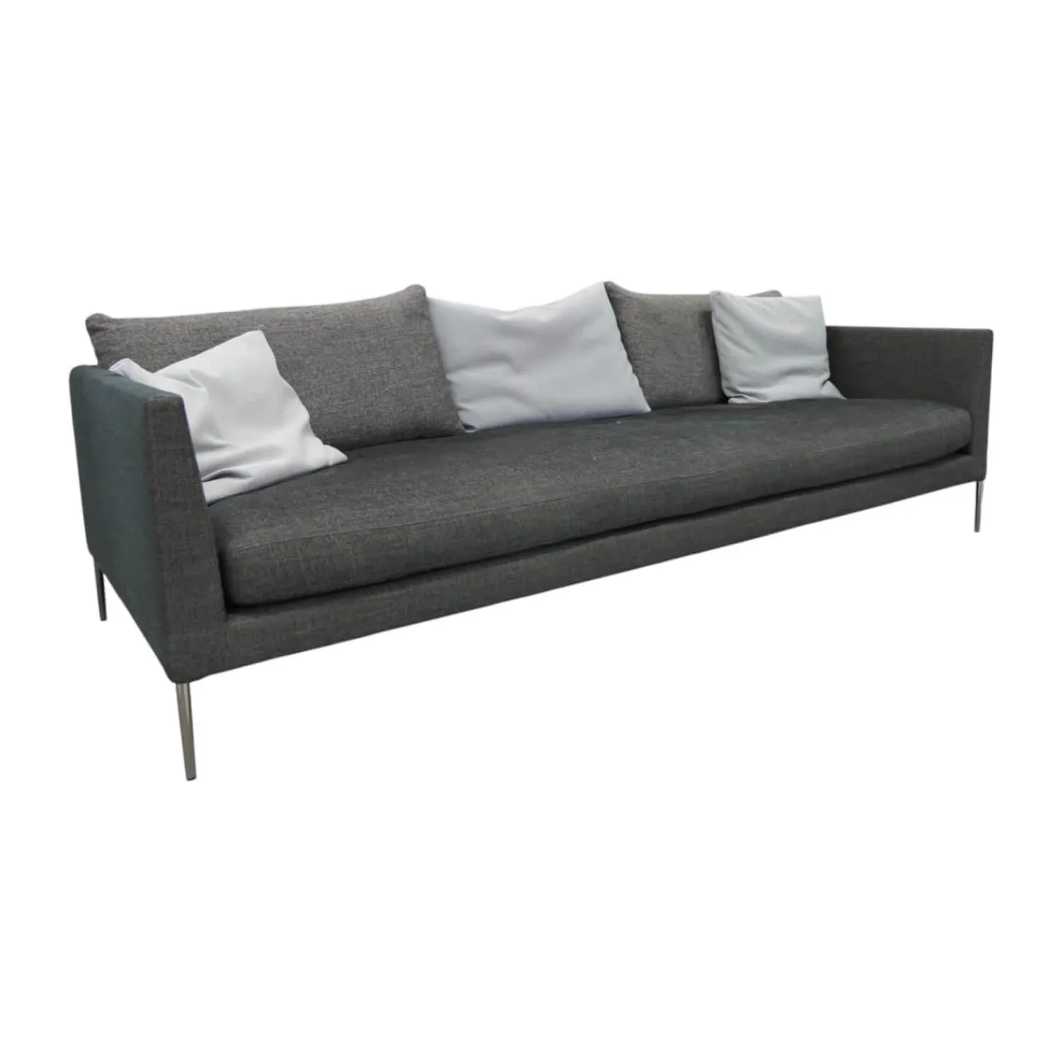 COR 3-Sitzer-Sofas|Sofa Pilotis Stoff 8161 Schwarz Braun Füße Schwarz Chrom Inklusive Rückenkissen