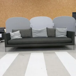 COR 3-Sitzer-Sofas|Sofa Pilotis Stoff 8161 Schwarz Braun Füße Schwarz Chrom Inklusive Rückenkissen