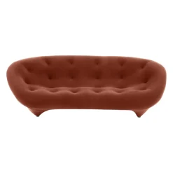 Ligne Roset 3-Sitzer-Sofas|Sofa Ploum 3 Sitzer Hochlehner Stoff Gentle FR Rouille Rot Braun Gestell Stahl Füße Bezogen