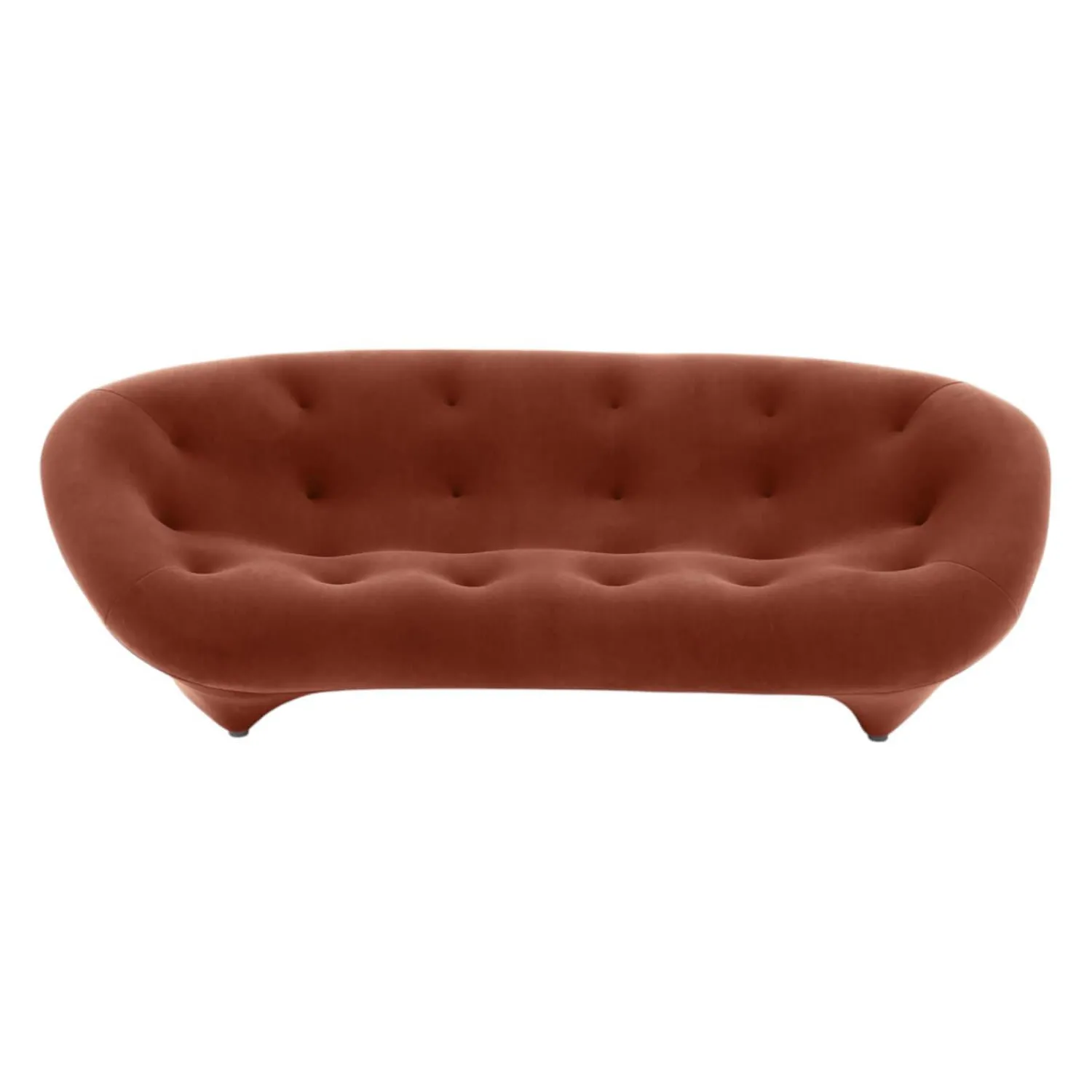 Ligne Roset 3-Sitzer-Sofas|Sofa Ploum 3 Sitzer Hochlehner Stoff Gentle FR Rouille Rot Braun Gestell Stahl Füße Bezogen