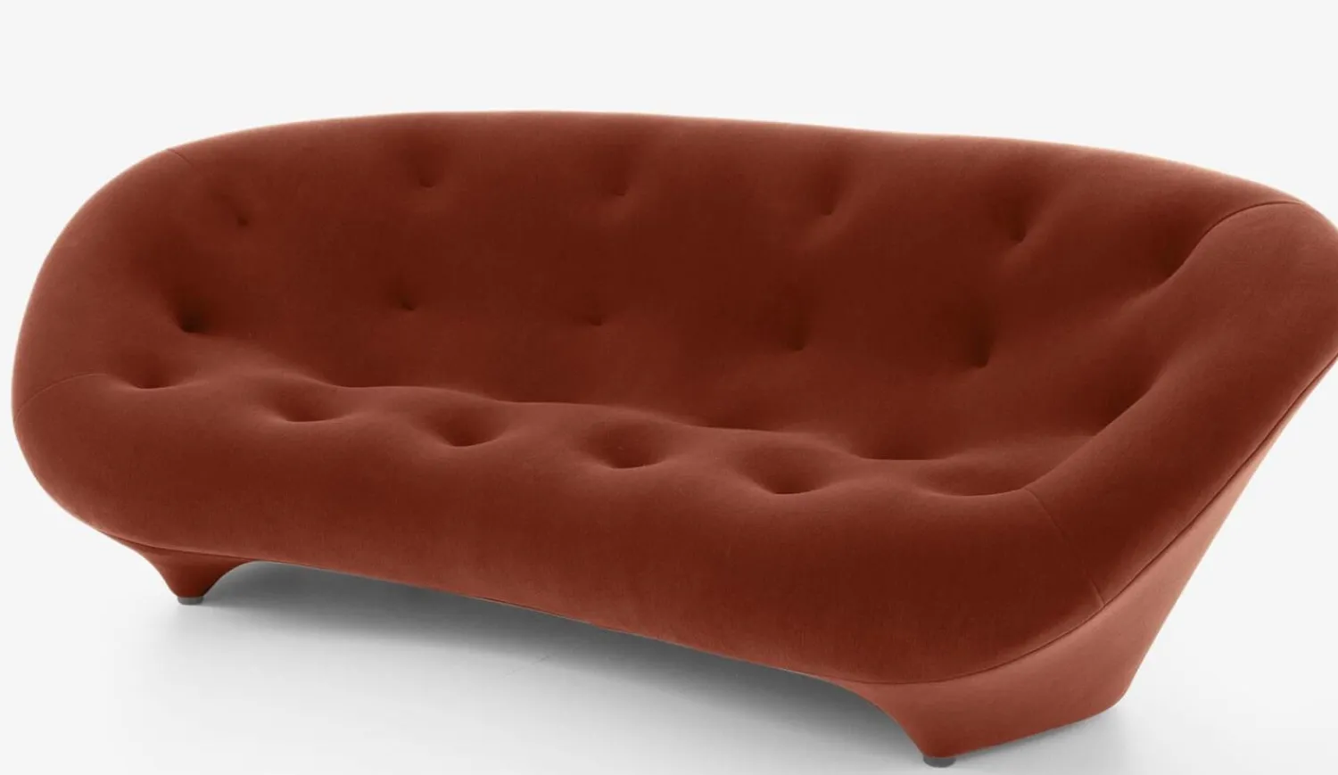 Ligne Roset 3-Sitzer-Sofas|Sofa Ploum 3 Sitzer Hochlehner Stoff Gentle FR Rouille Rot Braun Gestell Stahl Füße Bezogen