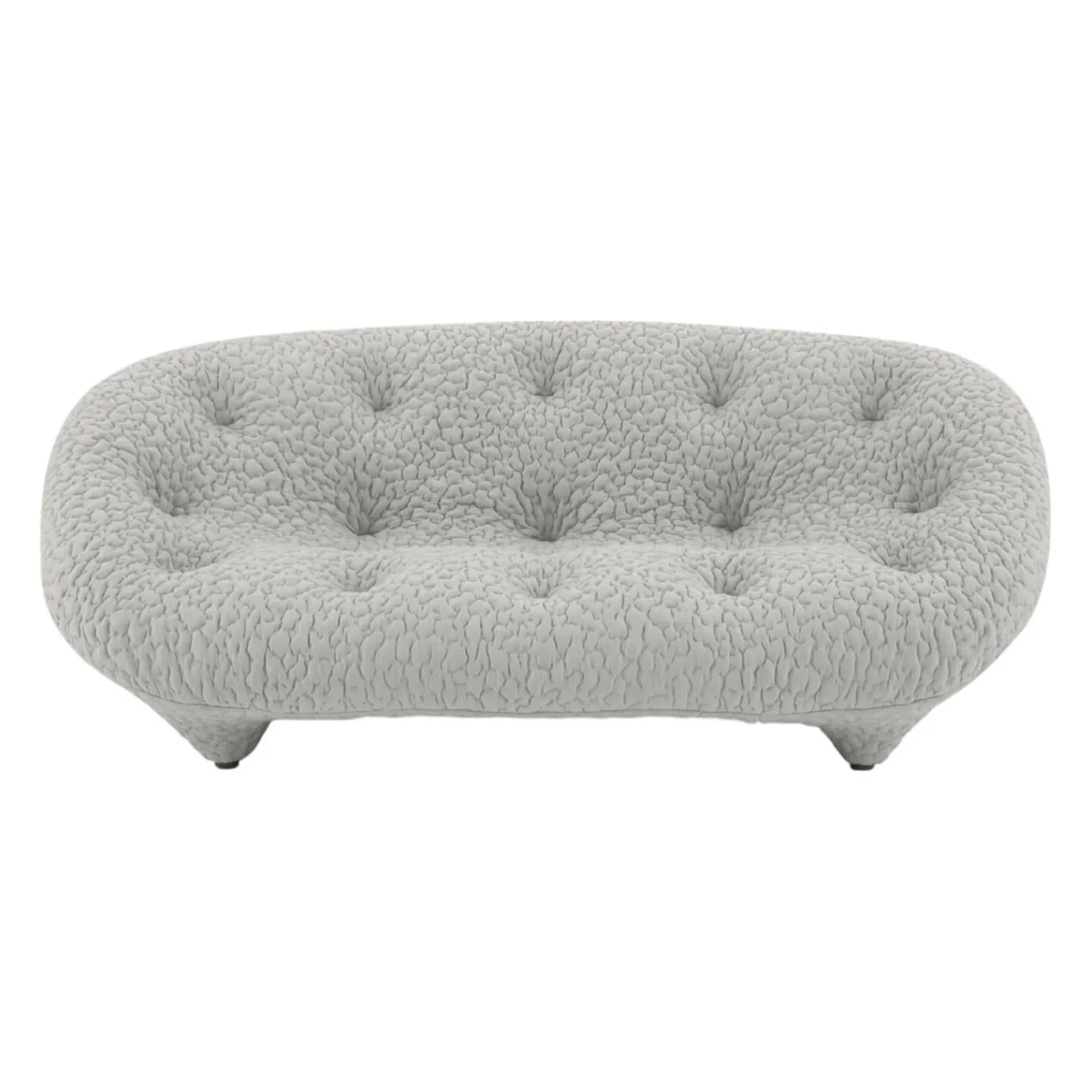 Ligne Roset 2-Sitzer-Sofas|Sofa Ploum Großer 2 Sitzer Hochlehner Stretchstoff Moby FR Sable Grau Gestell Stahlrohr Füße Bezogen