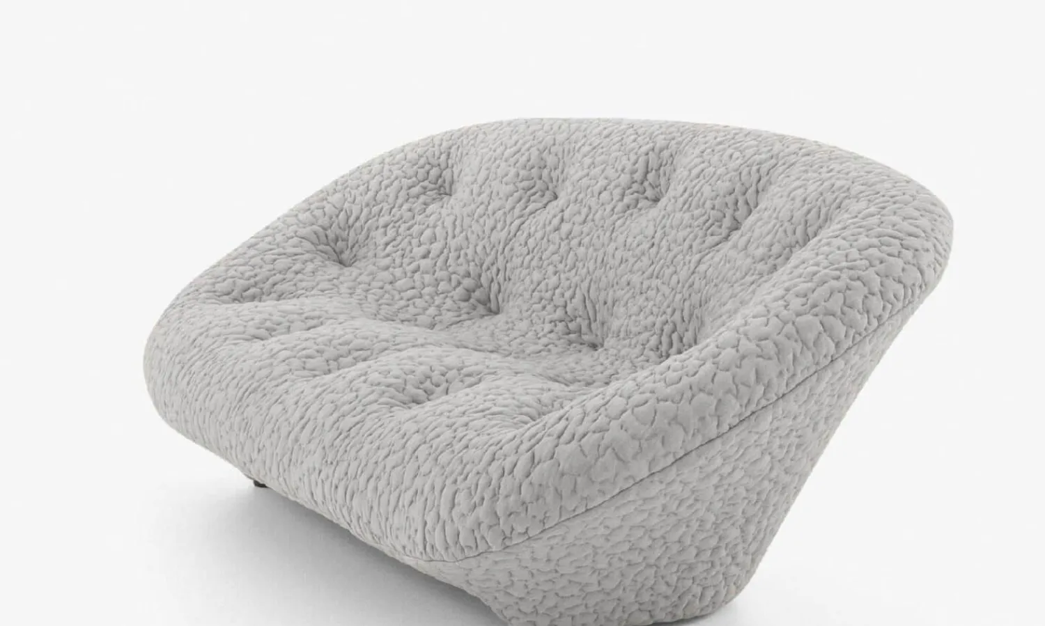 Ligne Roset 2-Sitzer-Sofas|Sofa Ploum Großer 2 Sitzer Hochlehner Stretchstoff Moby FR Sable Grau Gestell Stahlrohr Füße Bezogen