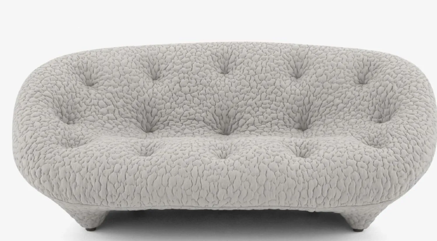 Ligne Roset 2-Sitzer-Sofas|Sofa Ploum Großer 2 Sitzer Hochlehner Stretchstoff Moby FR Sable Grau Gestell Stahlrohr Füße Bezogen