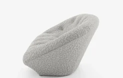 Ligne Roset 2-Sitzer-Sofas|Sofa Ploum Großer 2 Sitzer Hochlehner Stretchstoff Moby FR Sable Grau Gestell Stahlrohr Füße Bezogen