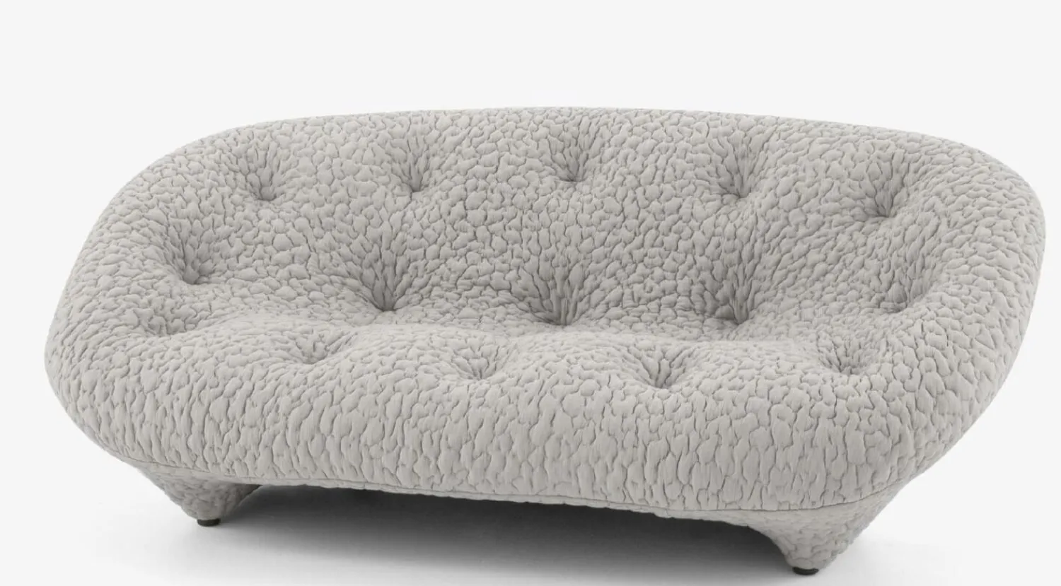 Ligne Roset 2-Sitzer-Sofas|Sofa Ploum Großer 2 Sitzer Hochlehner Stretchstoff Moby FR Sable Grau Gestell Stahlrohr Füße Bezogen