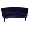 Bielefelder Werkstätten 2-Sitzer-Sofas|Sofa Polo Cocktail Nierenförmig Stoff City Velvet Reloaded CA7832/051 Blau Füße Massivholz Wengefarbig Gebeizt